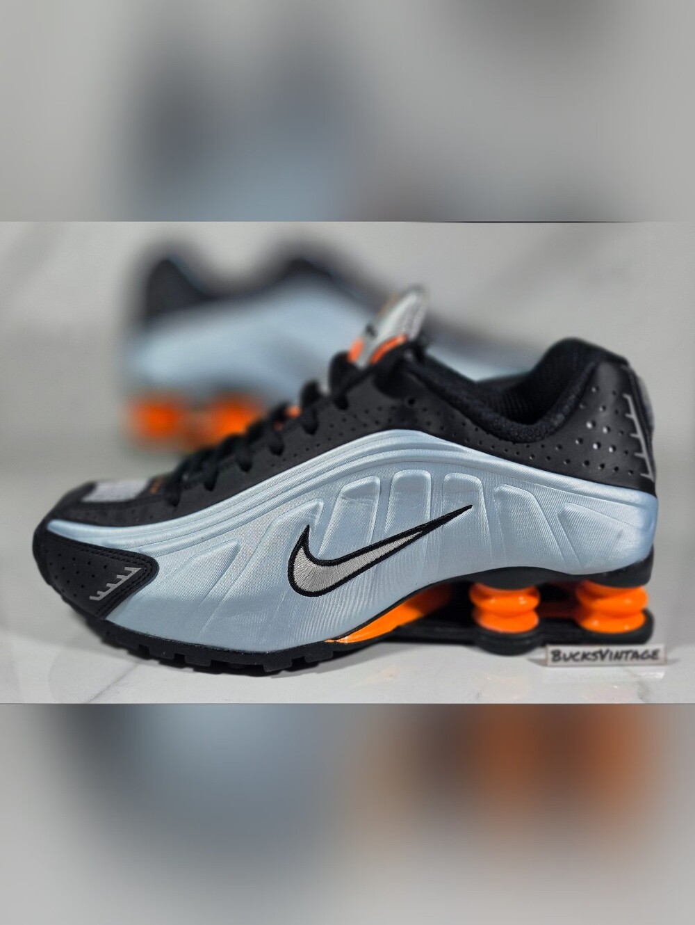 Nike Shox R4 Blue Tint Total Orange Women's Running Shoes Size 6.5 NEW Authentic